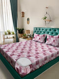 KLOTTHE Pink & Purple Geometric Printed 400 TC Cotton Set Cadar King 2.50 m x 2.25 m