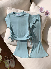 YK Girls Printed Top With Trouser Clothing Set