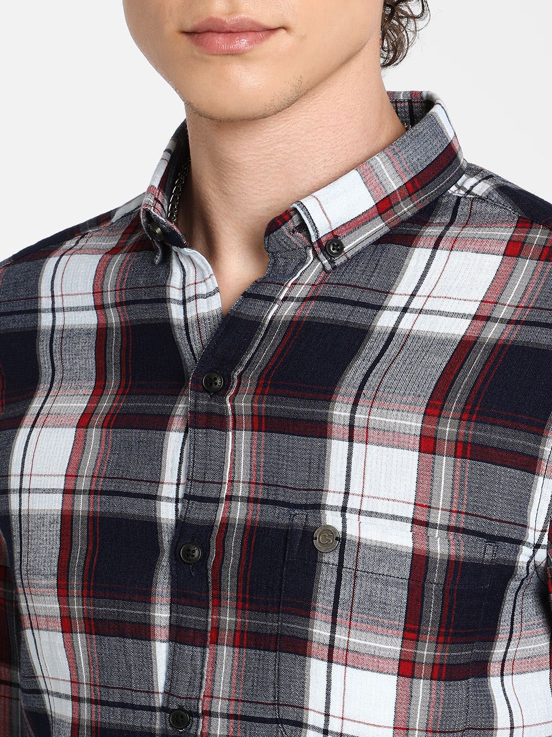 Campus Sutra Men Comfort Spread Collar Tartan Checked Cotton Casual Shirt