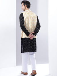 Anouk Geometric Embroidered Sequinned Pure Cotton Kurta & Pyjamas With jacket