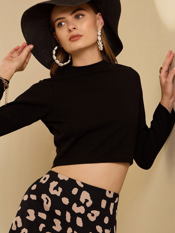 Berrylush High Neck Top & Printed Skirt