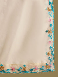Indo Era Floral Embroidered Thread Work Kurta With Trousers & Dupatta
