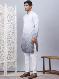 Jompers Ombre Printed Mandarin Collar Sequinned Straight Kurta With Pyjamas