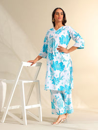 Mamicha Women Floral Printed Regular Pure Cotton Kurta with Palazzos