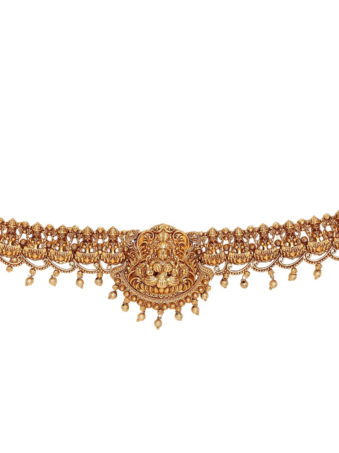KARATCART Gold-Plated Artificial Beaded Lakshmi Mata Temple Kamarbandh Waist Chain