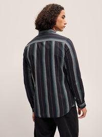 THE BEAR HOUSE Slim Fit Striped Pure Cotton Casual Shirt