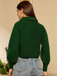 Berrylush Women Ribbed Crop Pullover