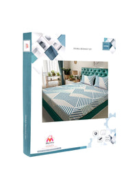 Myntra Elegant Homes Green Geometric 300 TC Fitted Double King Bedsheet Set-2.5mX2.25m