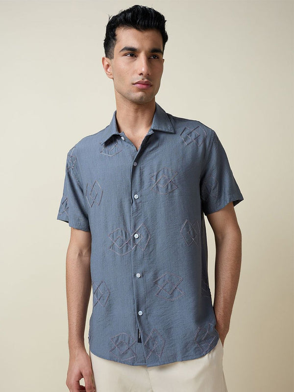 Thomas Scott Men Embroidered Regular Fit Casual Shirt