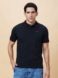 Being Human Men Solid Polo Collar Cotton T-shirt