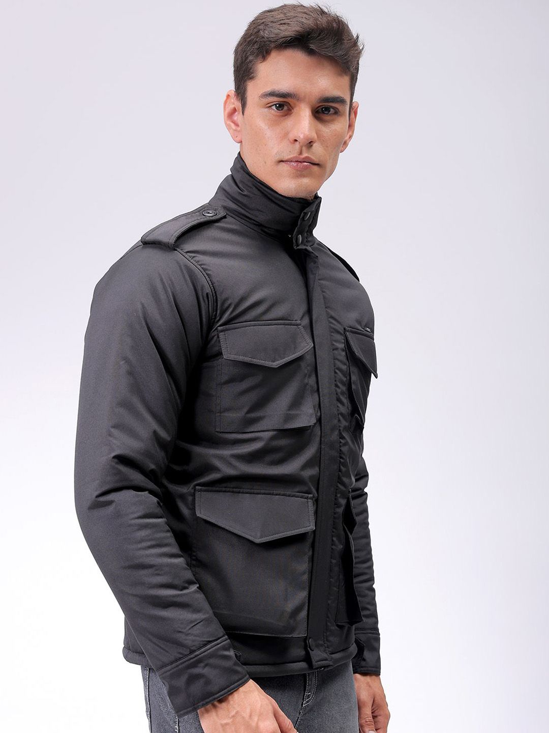 The Indian Garage Co Men Slim Fit Military Bomber Utility Jacket