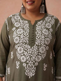 Rumah Wanita Chikankari Kurta Chikankari Sulaman Bunga