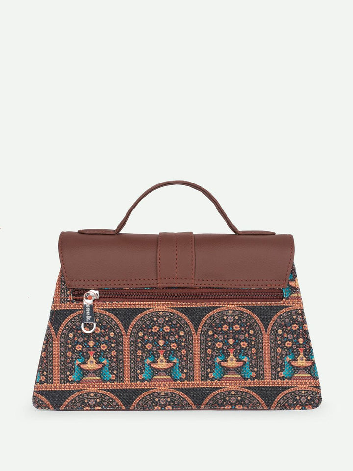 Zouk Wanita Dicetak Satchel Berstruktur dengan Tasselled