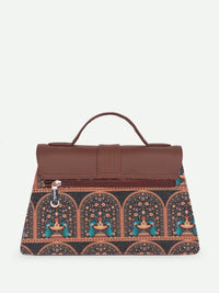 Zouk Wanita Dicetak Satchel Berstruktur dengan Tasselled