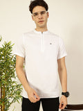 Thomas Scott Men Solid Mandarin Collar Cotton T-Shirt