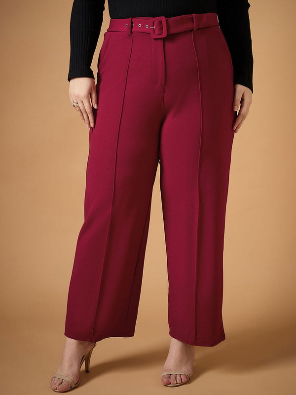 SASSAFRAS Curve Women Straight Fit High-Rise Pleated Trousers