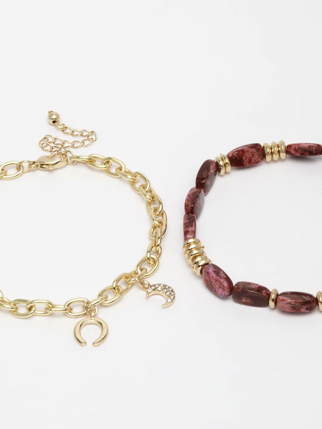 DressBerry Wanita Brass Cubic Zirconia Gelang Pesona Saduran Emas