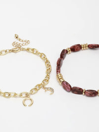 DressBerry Wanita Brass Cubic Zirconia Gelang Pesona Saduran Emas