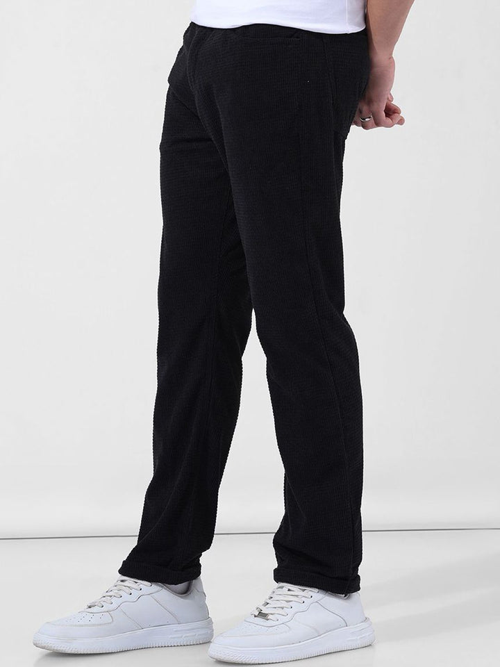 The Indian Garage Co Men Textured Straight Fit Trousers