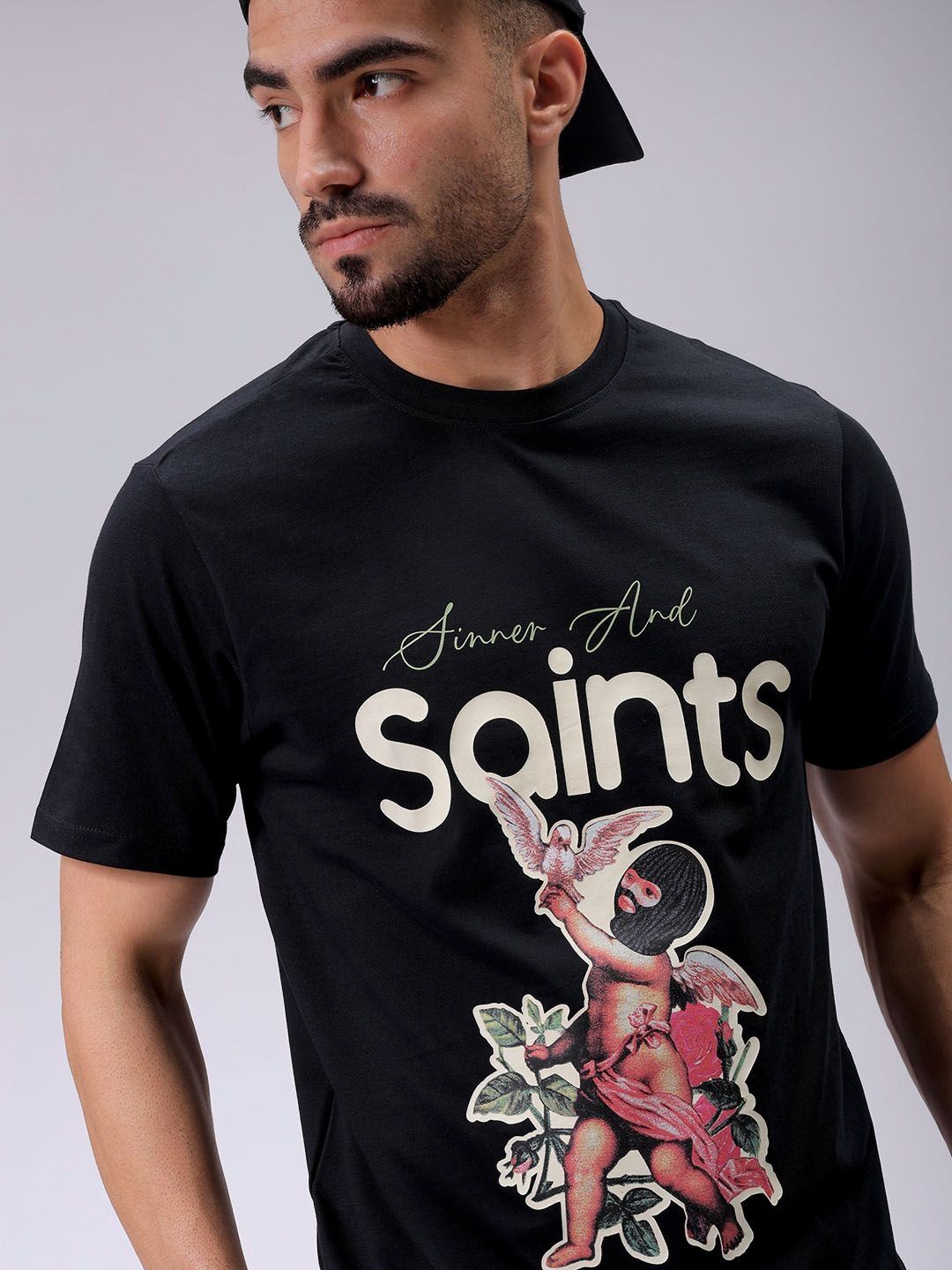 The Indian Garage Co Men Graphic Printed Round Neck Pure Cotton Slim Fit T-shirt