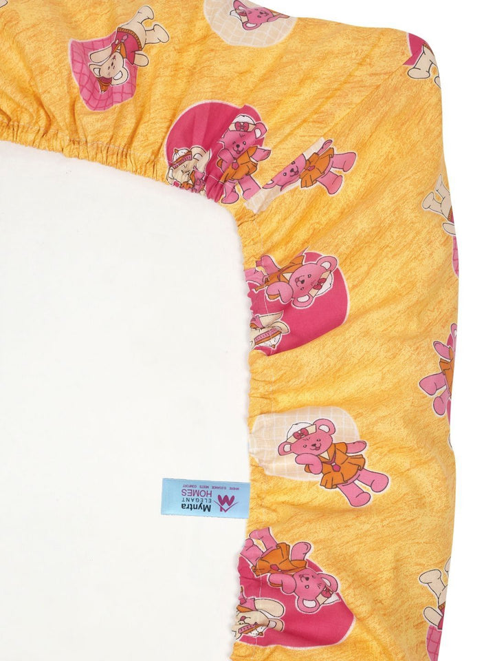 Myntra Elegant Homes Yellow Conversational Pure Cotton 400 TC Dilengkapi Cadar King Halus dengan 2 Sarung Bantal-98 x 89 inci