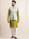 Anouk Men Embellished Regular Pure Cotton Kurta with Pyjamas With Nehru Jacket