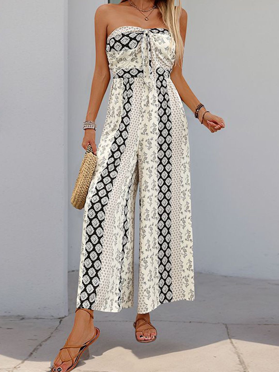 all about you Off-Shoulder Printed Basic Jumpsuit