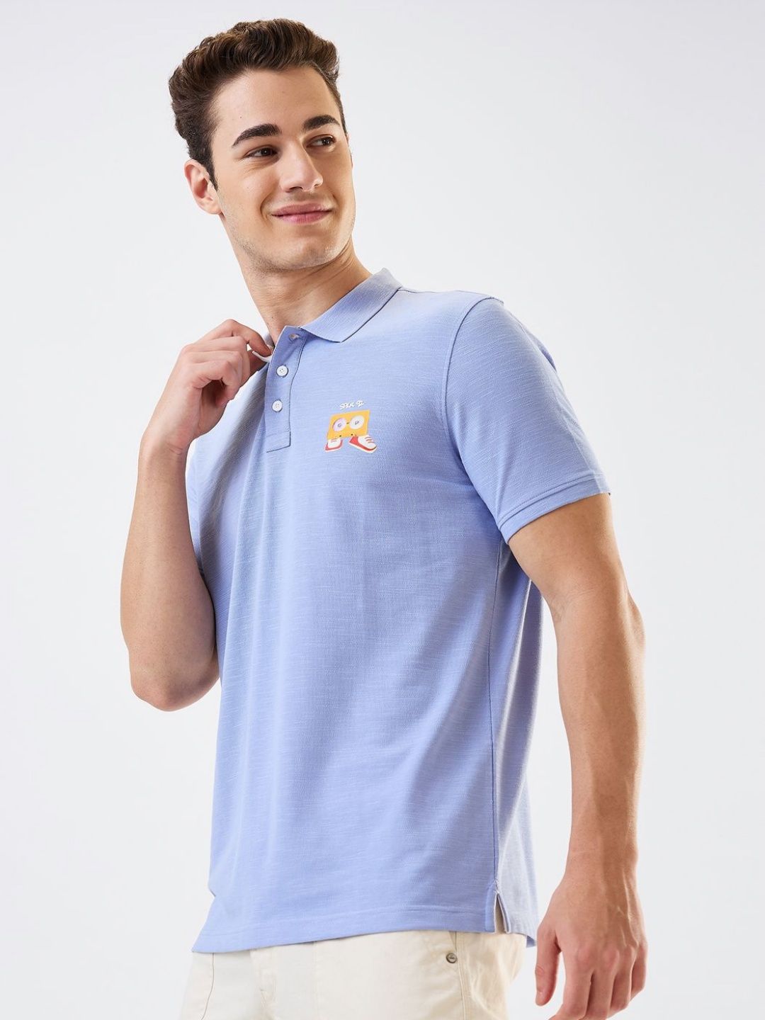SPYKAR Men Graphic Printed Polo Collar Cotton Slim Fit T-shirt