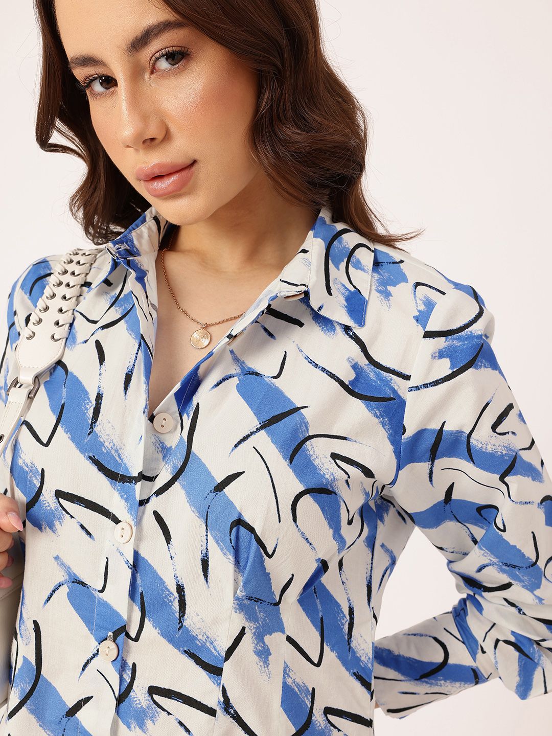 DressBerry Modern Minimalism Striped Swirls Shirt Dress