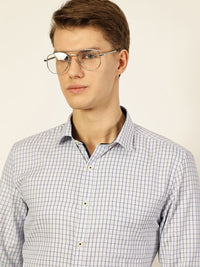 Thomas Scott Men Smart Cutaway Collar Gingham Checked Cotton Formal Shirt