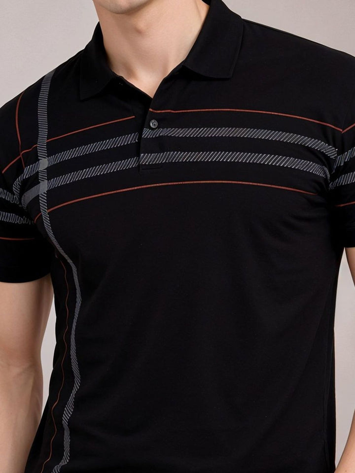 Baju-T Kolar Polo Berjalur ADRO Lelaki