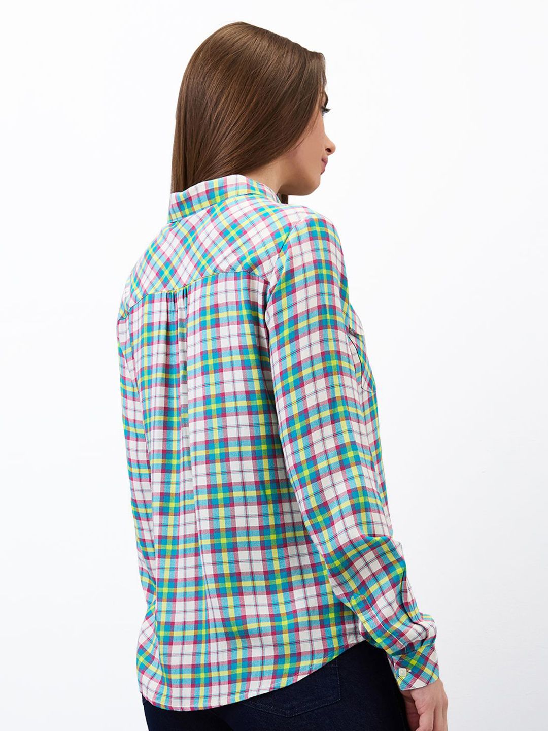 SPYKAR Women Regular Fit Spread Collar Checked Casual Shirt
