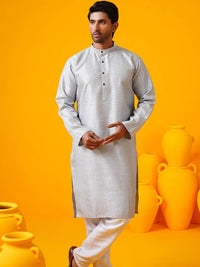 SOJANYA Geometric Thread Work Band Collar Straight Kurta