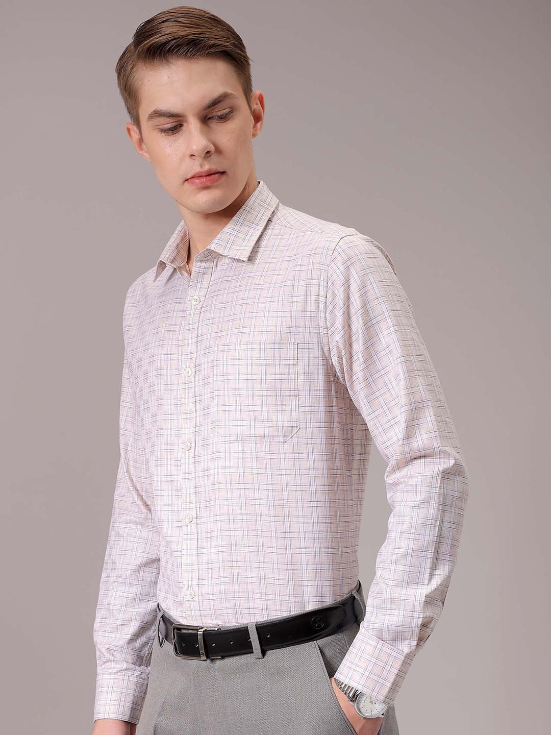 The Indian Garage Co. X Luxe Men Spread Collar Tartan Checked Slim Fit Formal Shirt