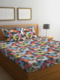 Myntra Elegant Homes Watak Kartun Biru & Hijau Dilengkapi 300 TC Cadar King dengan 2 Sarung Bantal