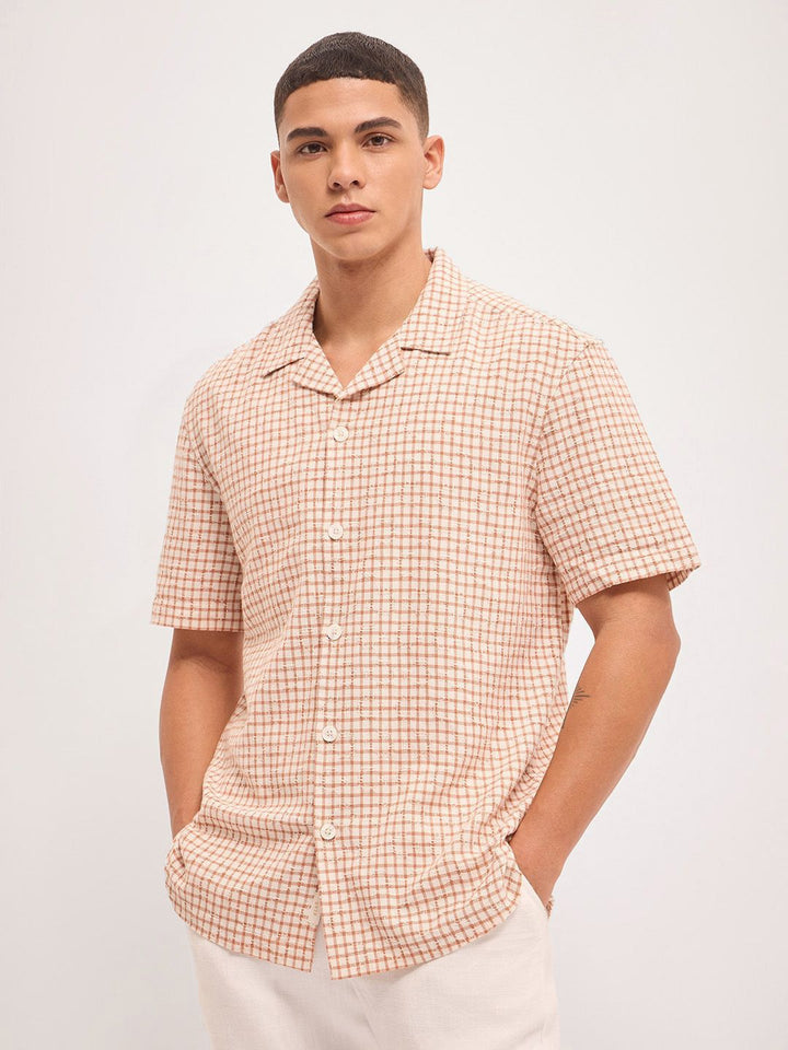 THE BEAR HOUSE Men Micro Checks Pure Cotton Casual Shirt