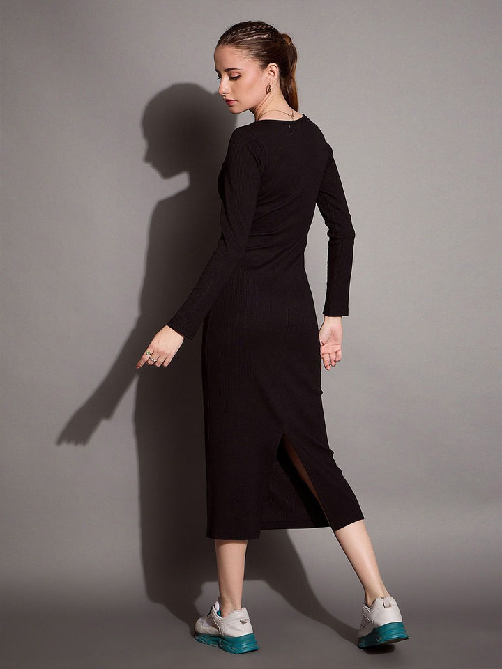 SASSAFRAS BASICS Bodycon Solid Midi Dress