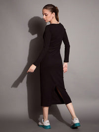 SASSAFRAS BASICS Bodycon Solid Midi Dress