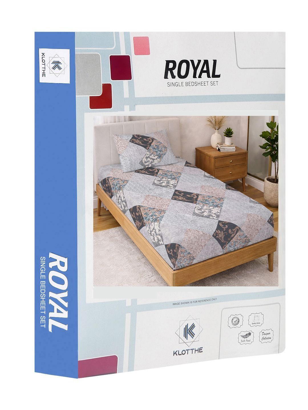 KLOTTHE Grey Geometric Printed 300 TC Single Bedsheets