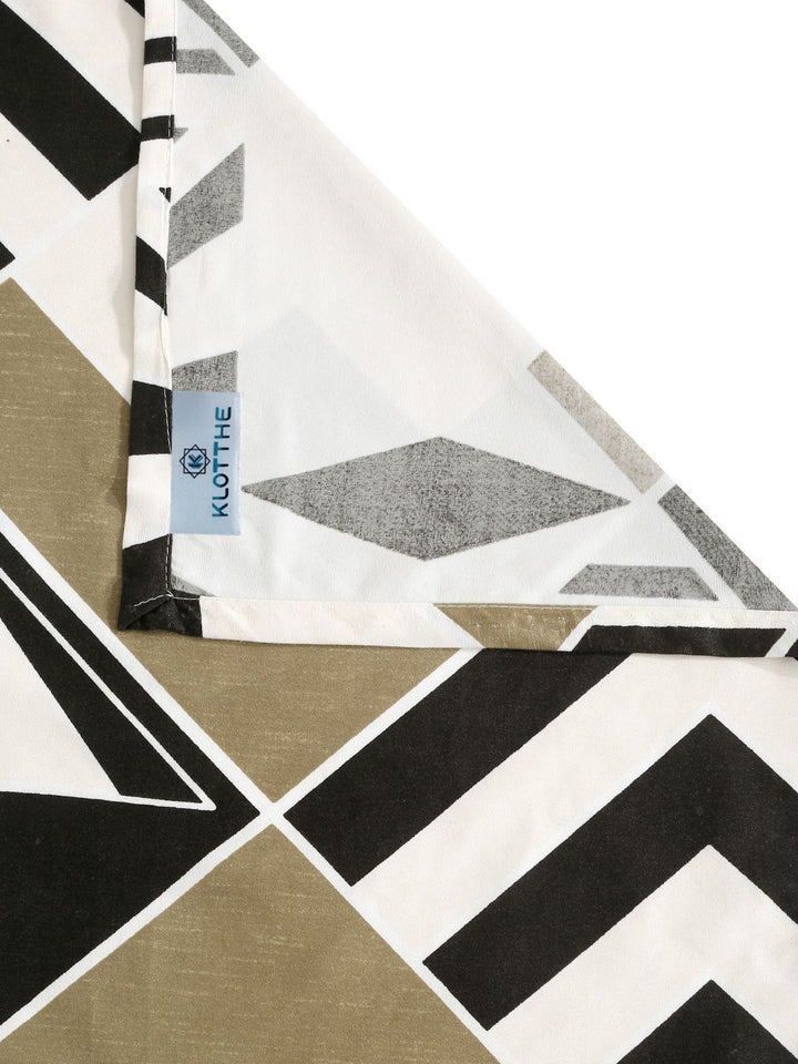 KLOTTHE Putih Elegan Kapas Geometrik 300 TC Cadar Halus Tunggal dengan Sarung Bantal-225 x 150 cm