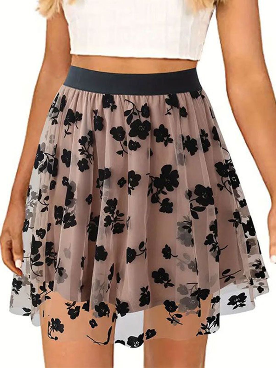 DressBerry Printed Flared Mini Skirt