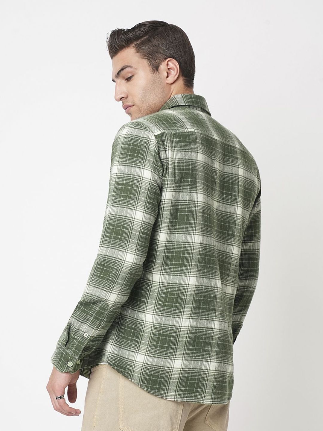 VASTRADO Men Classic Fit Spread Collar Tartan Checked Cotton Casual Shirt