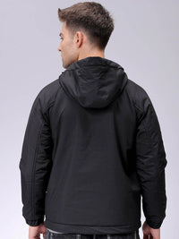 The Indian Garage Co Men Slim Fit Hooded Bomber Jacket