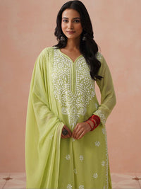 Rumah Wanita Chikankari Kerja Benang Sulam Georgette Kurta