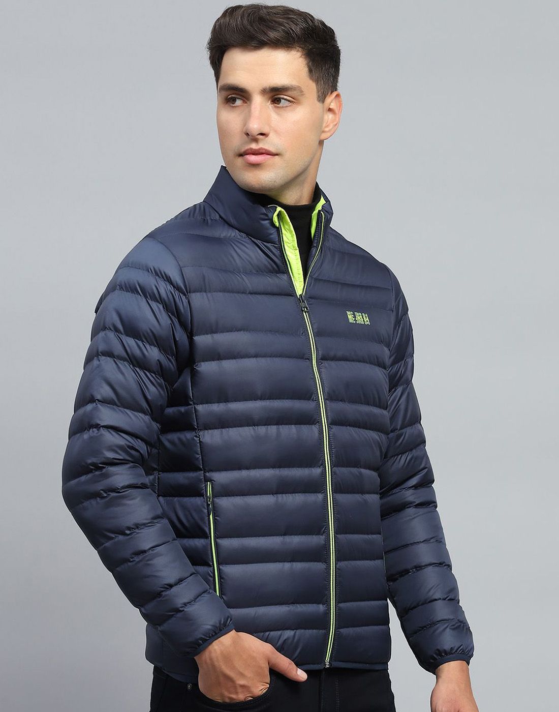 Monte Carlo Men Mock Collar Solid Casual Puffer Jacket