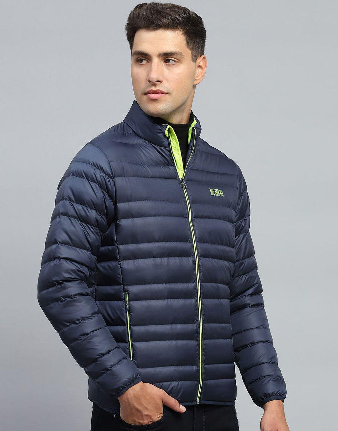 Monte Carlo Men Mock Collar Solid Casual Puffer Jacket