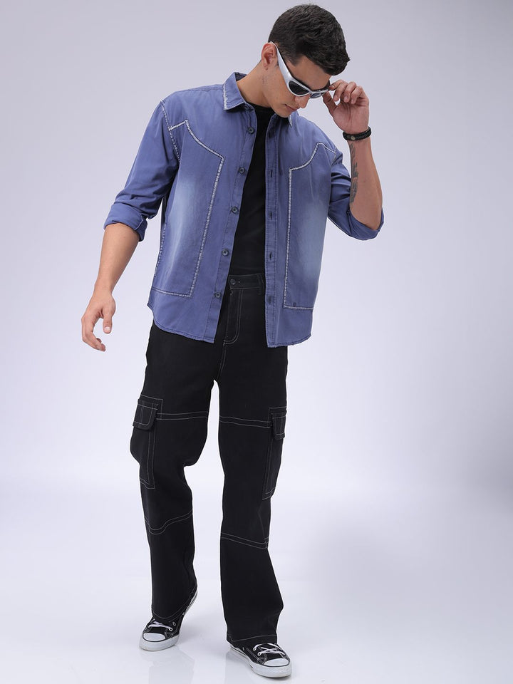 The Indian Garage Co Men Cutaway Collar Solid Cotton Casual Shirt