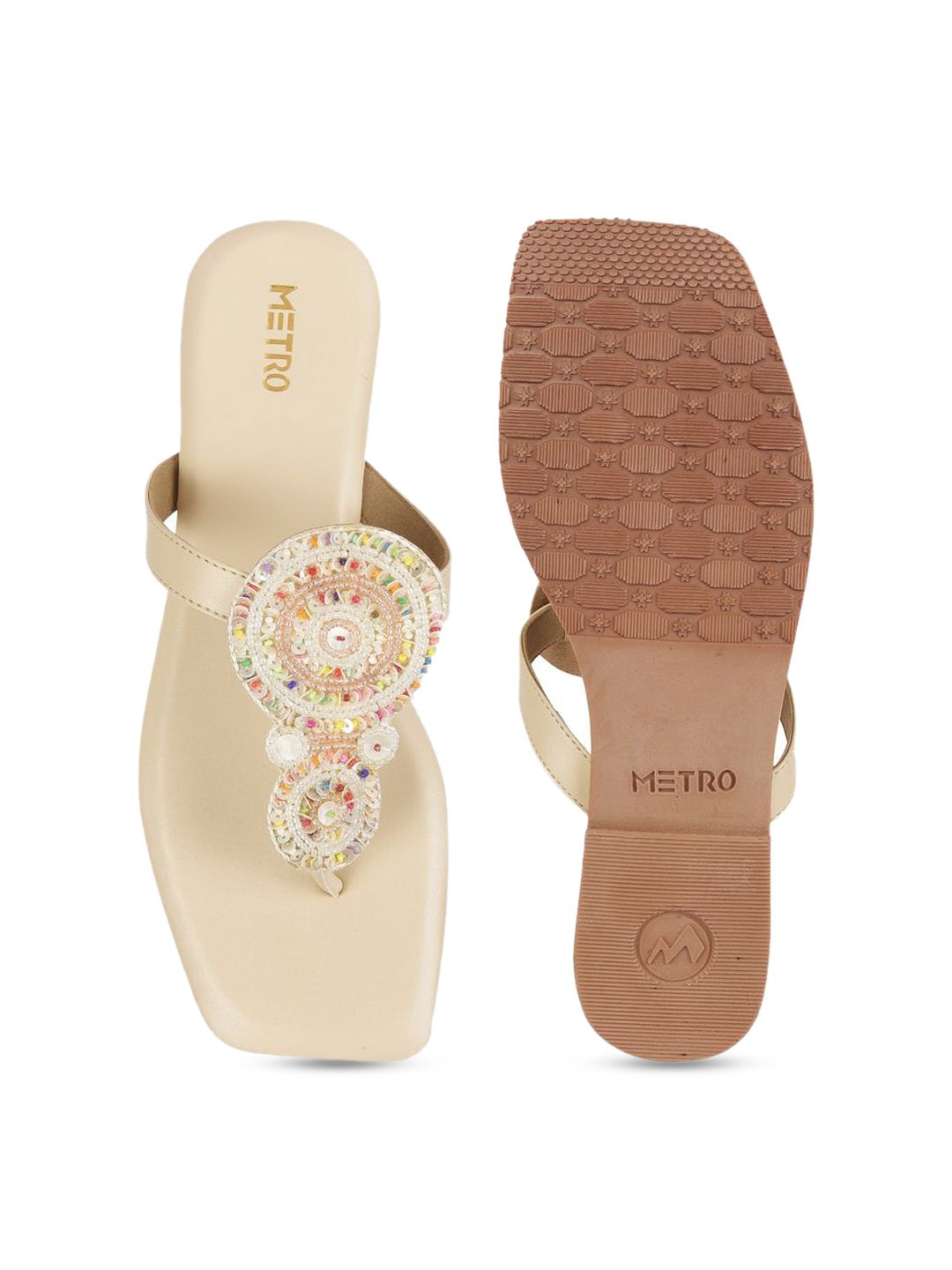 Metro Women Embelished Open Toe  Flats with Bows