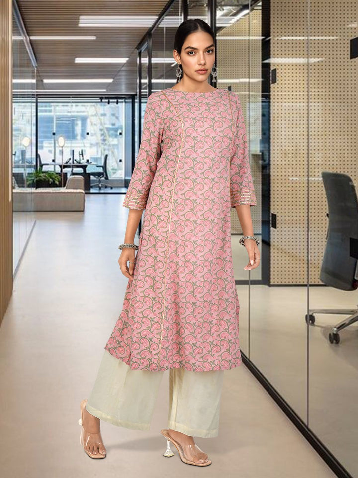 Anouk Floral Printed Back Tie-Up Embellish Detail Kurta