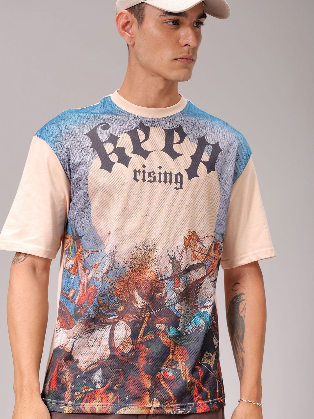 The Indian Garage Co Men Graphic Printed Round Neck Cotton Boxy T-shirt